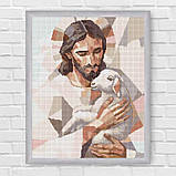 Алмазна мозаїка/вишивка Релігія. Ісус з вівцею 40*50 см Ідейка AMO 8189, фото 6