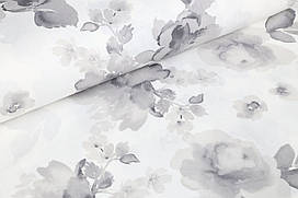 Ранфорс 240 см Троянди сірі на білому