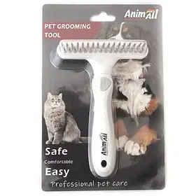 Гребінець-граблі для котів та собак Анімалл Грум MG9613 Сірий