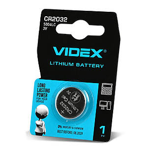 Батарейка літієва Videx CR2032 1шт BLISTER CARD