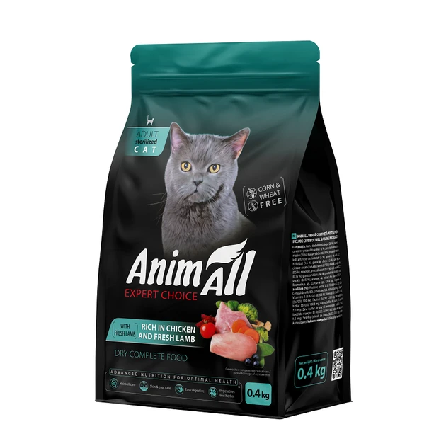 Сухий корм для стерилізованих котів Animall з куркою та ягнятиною 0,4кг, фото 1