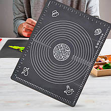 Тонкий антиковзний силіконовий кондитерський килимок для розкочування тіста 30х40см / 1693 Чорний (205)