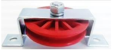 Одноопорний нейлоновий шків - ролик Ø90мм без підшипника, нейлон+метал, запчастини для птахівництва, фото 1