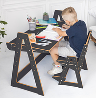 Стіл парта з регулюванням висоти та регульованим стільцем Парта-дошка трансформер дитяча Стіл - мольберт дитячий