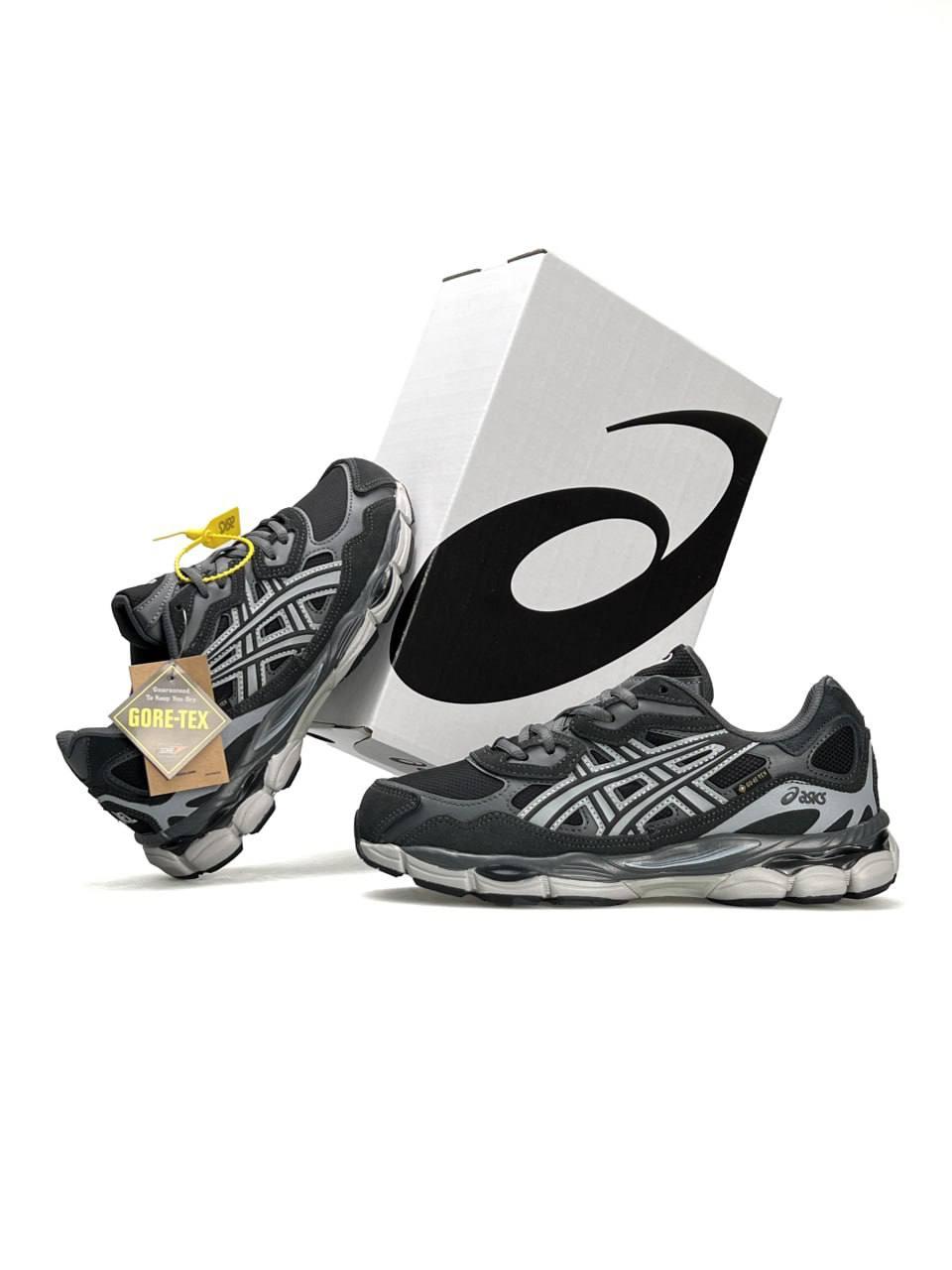 Чоловічі кросівки ASICS Gel-NYC GTX Grey White, чоловічі кеди Асікс шкіра замша текстиль сірі. Чоловіче взуття