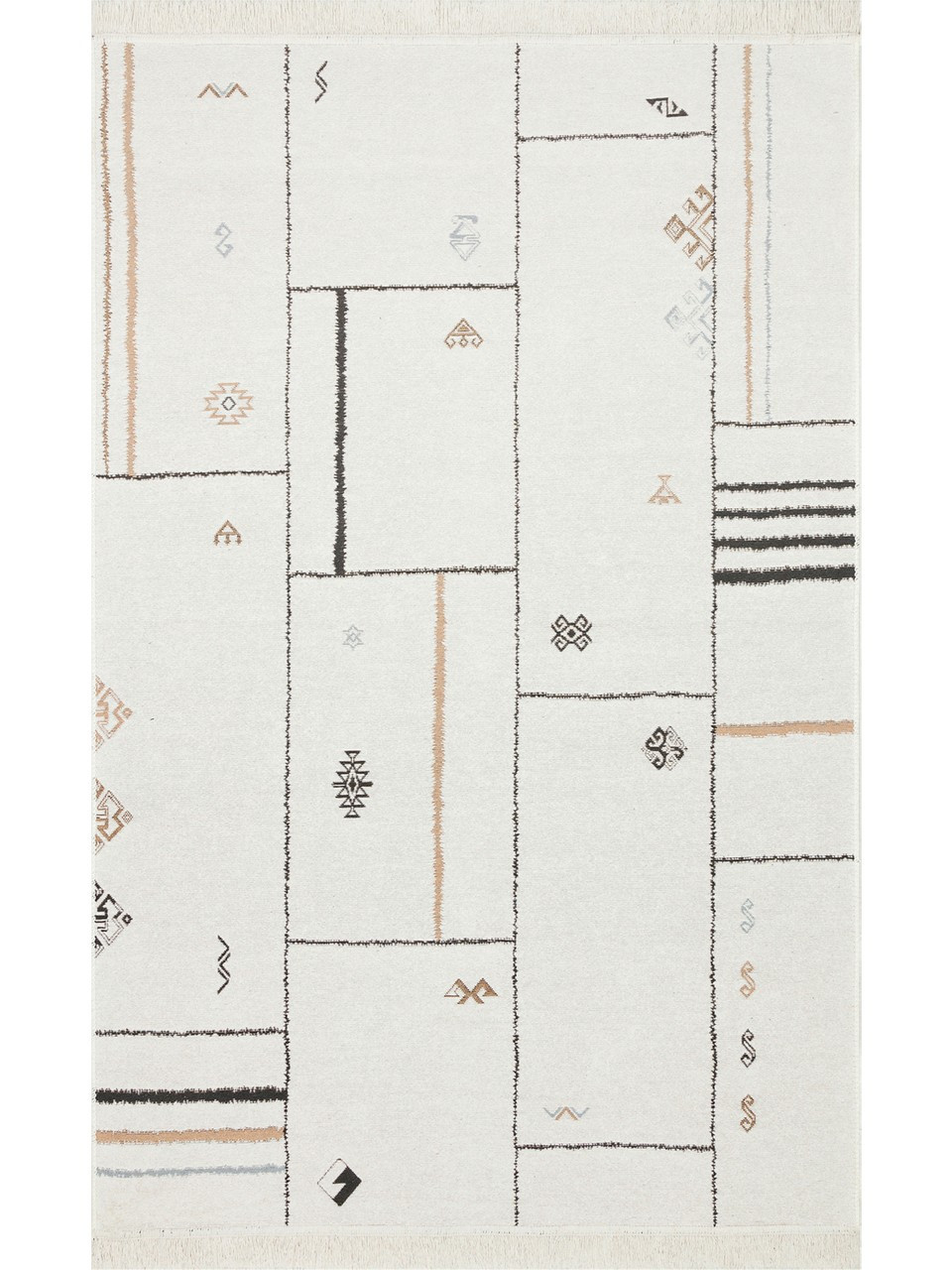 Килим безворсовий двосторонній Arya AR 41 Cream Black чорно-білий прямокутний 160*230 см, фото 1