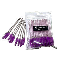 Щітки одноразові для брів 50 шт фіолетові Lilly Beaute