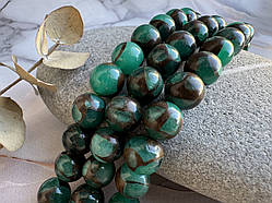 Халцедон 10 мм зелений із золотом, круглий 1 шт.