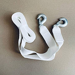 Трос буксирувальний 3т. стрічка 5 м. з гак, білий ДК DK46-206E