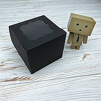 *10 шт* / Коробка для 1-го Кекса / 100х100х90 мм / Чорна / вікно-звичайн