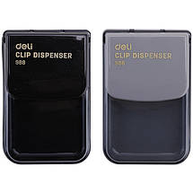 Скріпкотримач Deli 988 чорний, пластиковий корпус із магнітом, фото 2