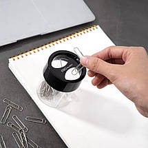 Скріпкотримач Deli 9881 пластик корпус склянка з магнітом, фото 3