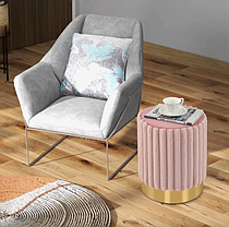 Пуф Costway Rosa велюровий на металевій основі, фото 3