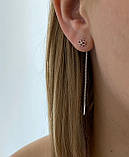 Срібні сережки-протяжки квіточки, фото 2