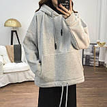 Базове худі жіноче з капюшоном, кишеня-кенгуру, тринитка на флісі 42-46, фото 2