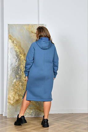 Сукня на флісі "Левел" блакитна великого розміру батал Розміри: 52.54.56.58, фото 2