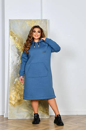 Сукня на флісі "Левел" блакитна великого розміру батал Розміри: 52.54.56.58, фото 1