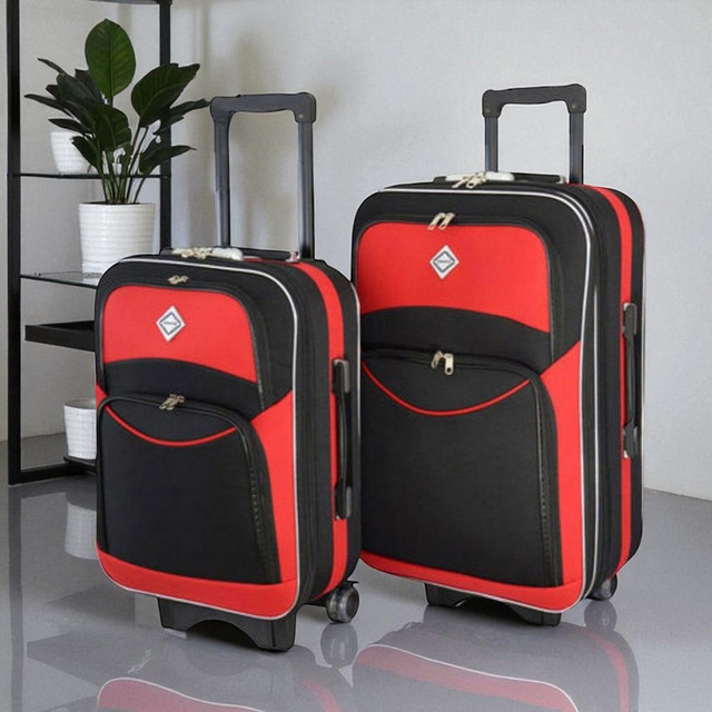 Чемодан на колесиках набор 2 шт средняя большая Bonro Style синий ткань