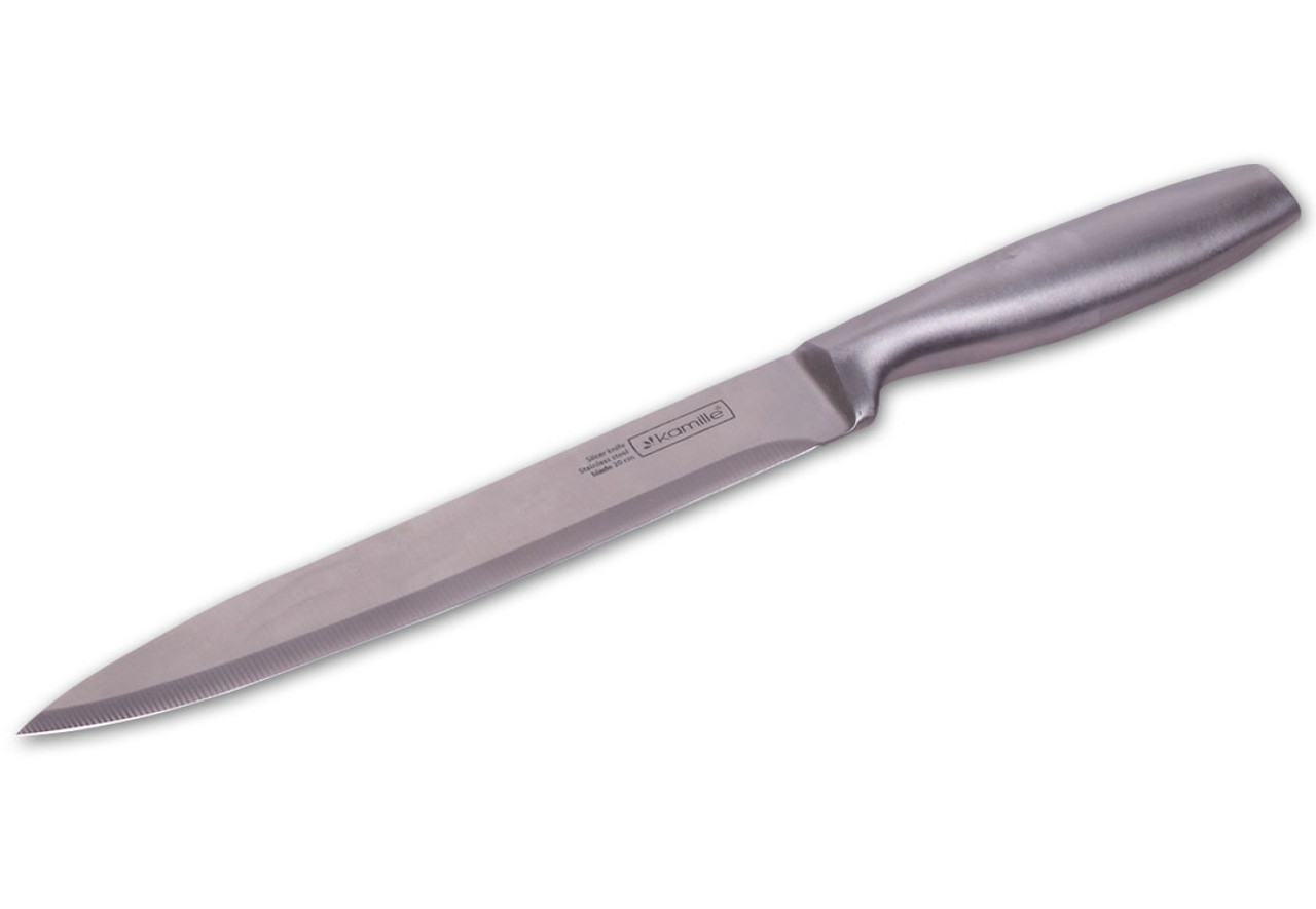 Ніж для м'яса з нержавіючої сталі з прожнистою ручкою (лезо 20.5см; рукоятка 13см) KAMILLE