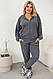 Жіночий осінній спортивний костюм батал на блискавці: 50-52, 54-56, 58-60 чорний, молочний, сірий, мокко, блакитний - фото 8 - id-p2701139831