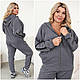 Жіночий осінній спортивний костюм батал на блискавці: 50-52, 54-56, 58-60 чорний, молочний, сірий, мокко, блакитний - фото 9 - id-p2701139831