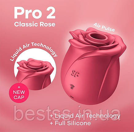 Кліторальний вібростимулятор з повітряними імпульсами Satisfyer Pro 2 Classic Rose, фото 1
