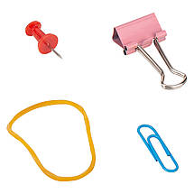 Набiр Deli EZ20703 мiкс (скрiпки,кнопки,затискачі, гумки), пластикова коробка, Набір для офісу, фото 2