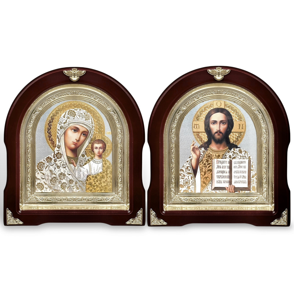Ікони вінчальні 26х29 см у темних кіотах у вигляді арки, фото 1