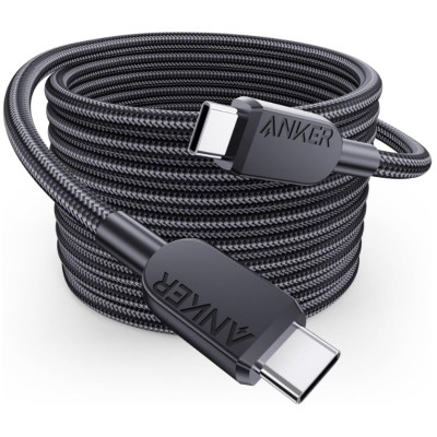 Дата кабель USB-C to USB-C 0.9m 240W nylon 310 black Anker (A81D5H11)