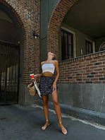 Женская лёгкая юбка на запах с цветочным принтом