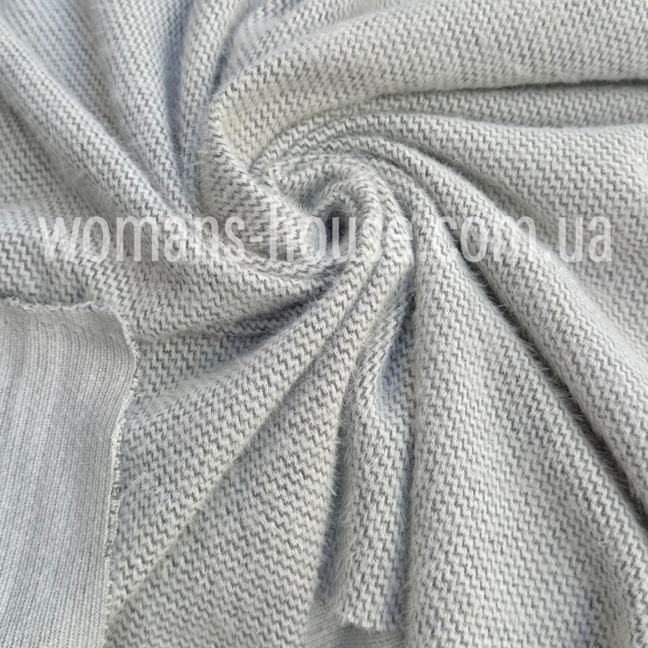 Ангора трикотаж пухнастик принт 150 см 350 г/м2 сірий, фото 1