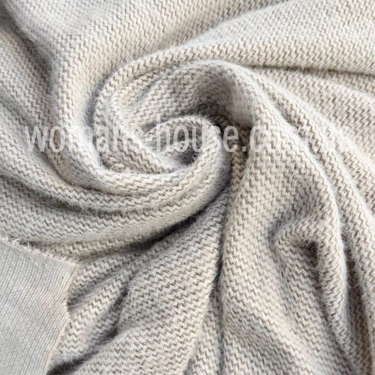 Ангора трикотаж пухнастик принт 150 см 350 г/м2 Бежевий, фото 1