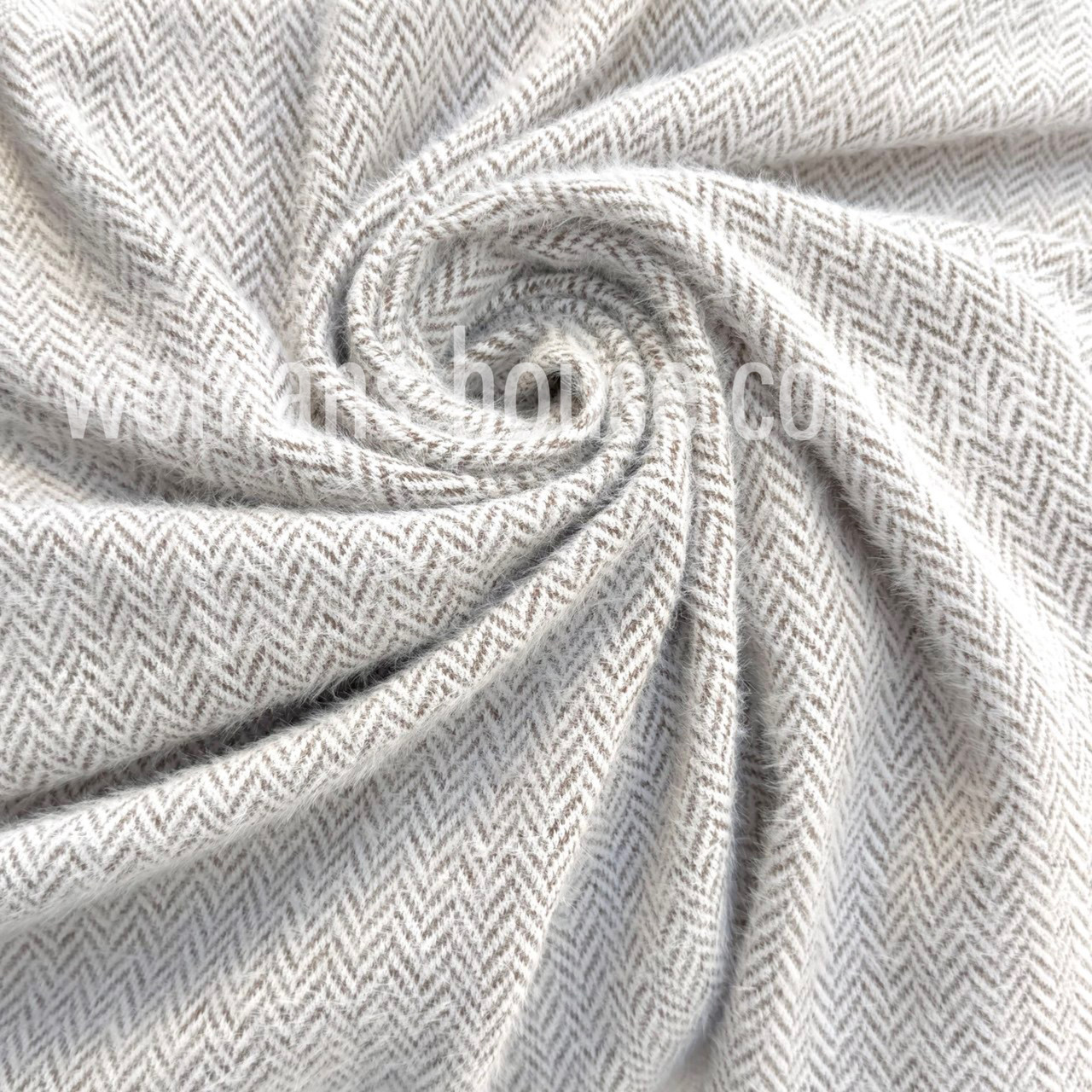 Ангора трикотаж пухнастик принт 150 см 350 г/м2 Ялинка бежевий, фото 1