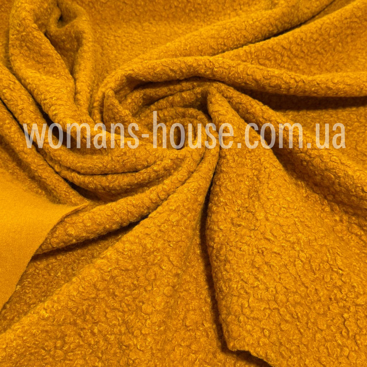 Букле Баранчик пальтова тканина 150 см щільна 300 г/м2 м'яка Гірчичний, фото 1