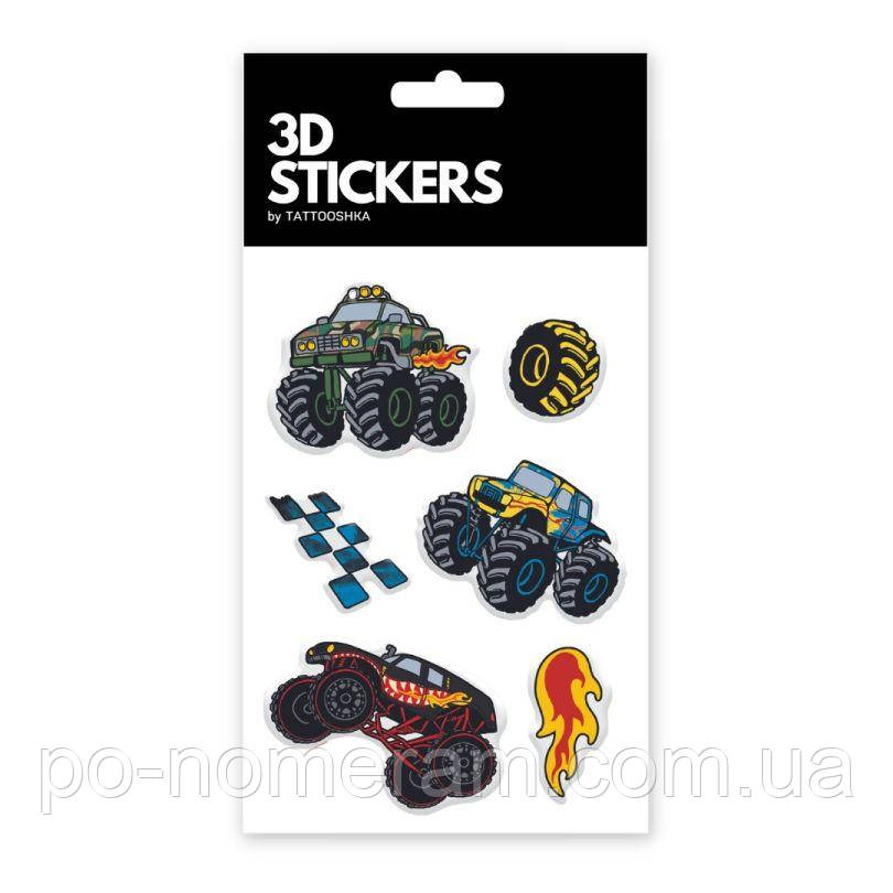 3D стікери Monster-truck Fire Набір 6 стікерів, фото 1