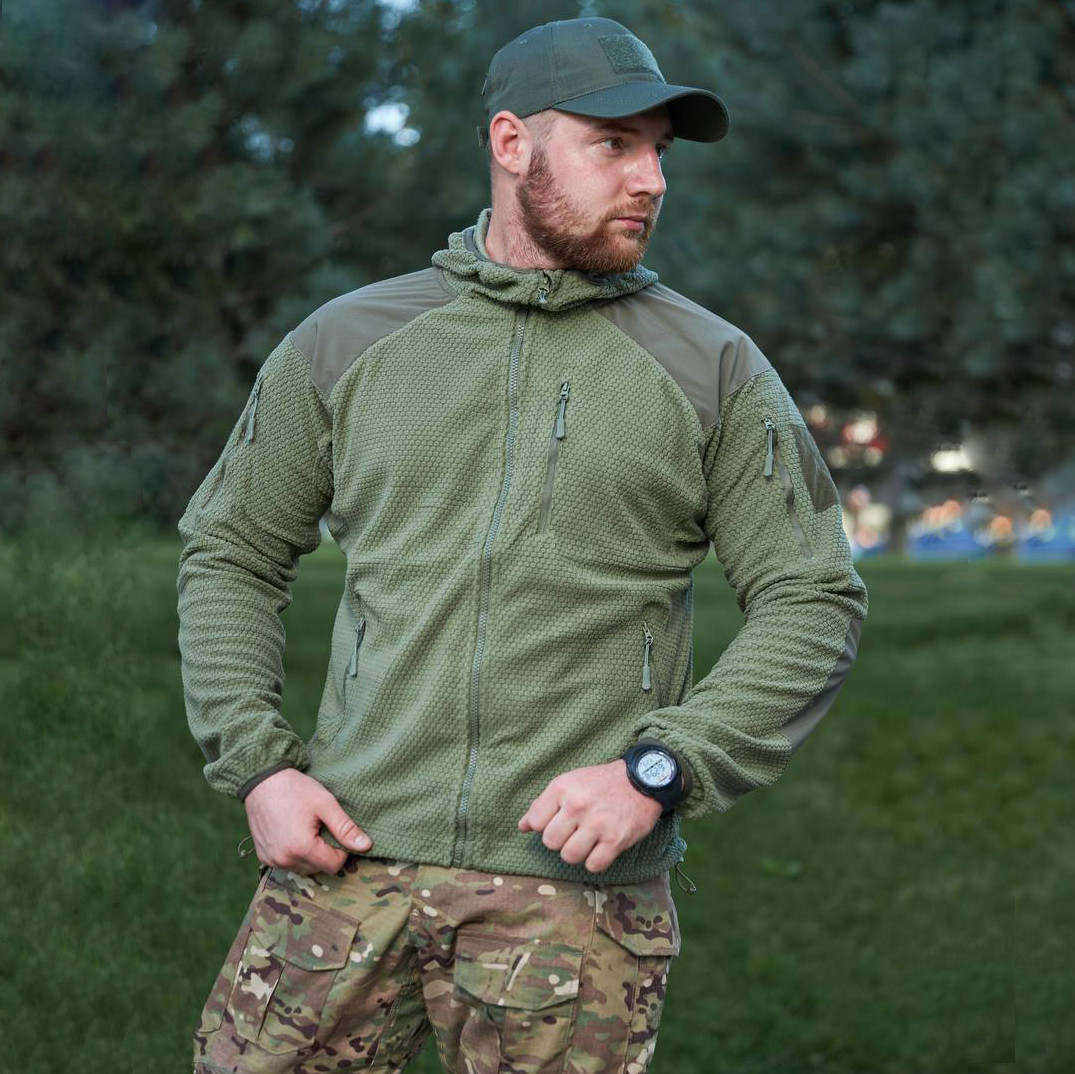 🔥 Кофта флісова з капюшоном "Shark skin" (олива) зсу, військова, нгу, нацгвардії, тактична, фото 1