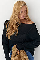 Джемпер легкого в'язання вільного крою — чорний колір, ONE SIZE (є розміри)