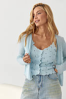 Ажурний кардиган у комплекті з майкою — блакитний колір, ONE SIZE (є розміри)