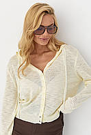 Легкий кардиган з капюшоном на ґудзиках — лимонний колір, ONE SIZE (є розміри)