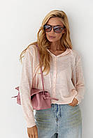 Легкий кардиган з капюшоном на ґудзиках — пудра колір, ONE SIZE (є розміри)