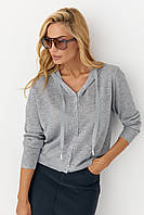 Легкий кардиган з капюшоном на ґудзиках — сірий колір, ONE SIZE (є розміри)