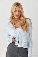 Кардиган із легкого в'язання на ґудзиках — блакитний колір, ONE SIZE (є розміри)