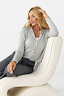 Кардиган із легкого в'язання на ґудзиках — сірий колір, ONE SIZE (є розміри)