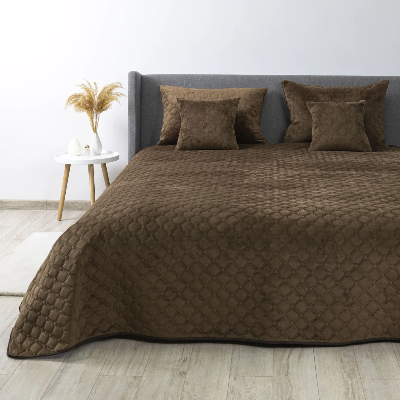 Покривало ТЕП "VELOUR" Коричневе/Ромб круглий, 220x240, фото 1