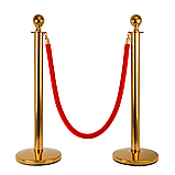 Стійка огорожі золота з червоним велюровим канатом 1.5 м, 100×32 см для червоної доріжки, фото 3