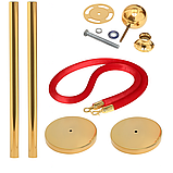 Стійка огорожі золота з червоним велюровим канатом 1.5 м, 100×32 см для червоної доріжки, фото 4