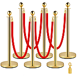 Стійка огорожі золота з червоним велюровим канатом 1.5 м, 100×32 см для червоної доріжки, фото 5