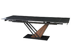 Стіл FERNANDO CERAMIC 180(240)*90 чорний мат/темний горіх