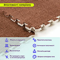 Підлога-пазл плюшевий 60х60х1см Коричневий (D) SW-00002083, фото 4