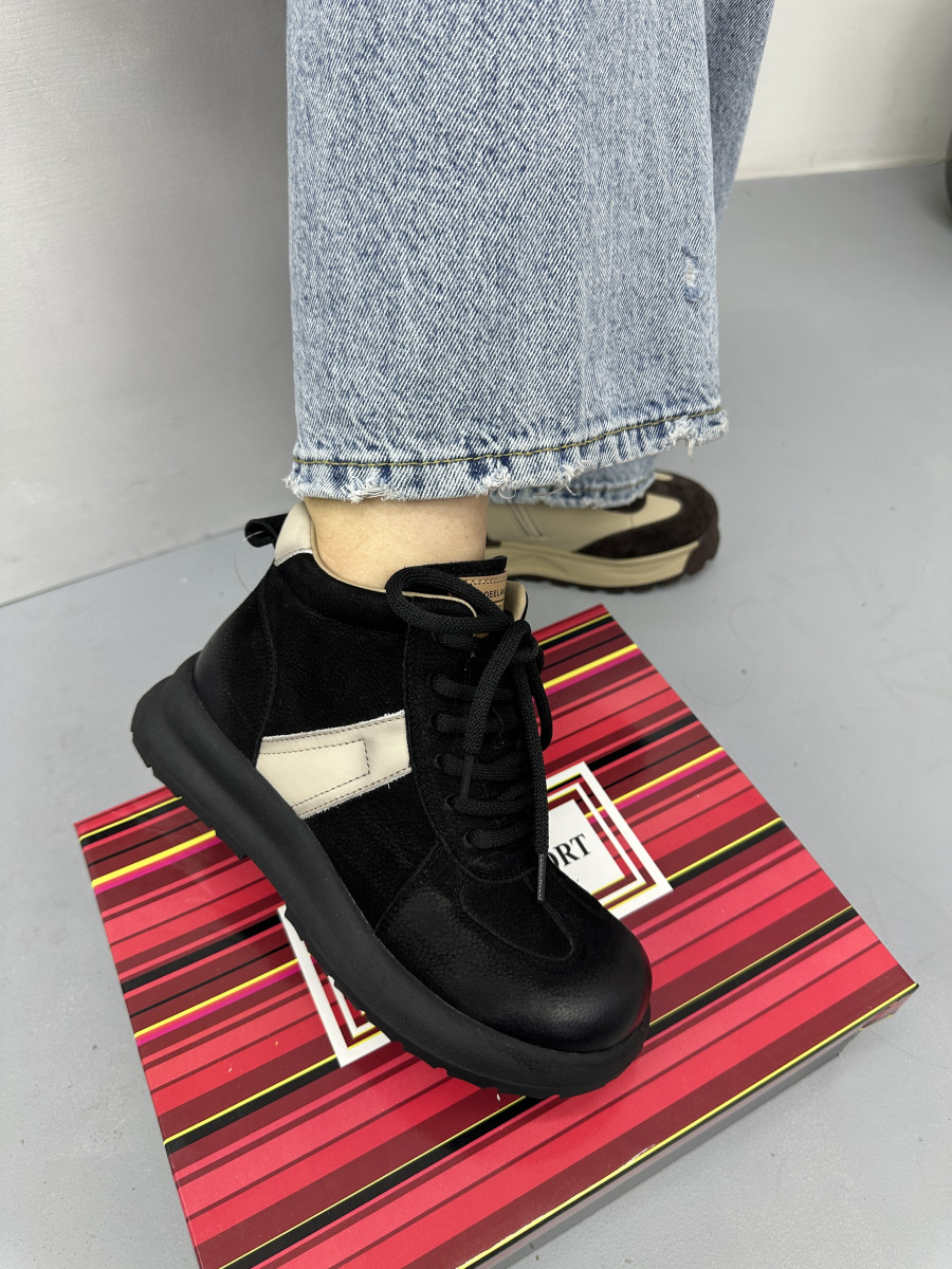 Черевики демісезонні жіночі MeegoComfort 2F1001 Black чорні шкіряні на шнурівці, фото 1